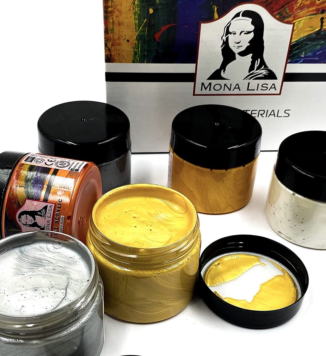 SÜDOR Monalisa Acrylverf Set Metallic Effect 6x125 ml (750ml) | 6 verschillende creatieve verven | ideaal om te schilderen | hoog aandeel kleurpigmenten | ideaal voor schilderen, tekenen en decoreren -Acrylic Paint Set